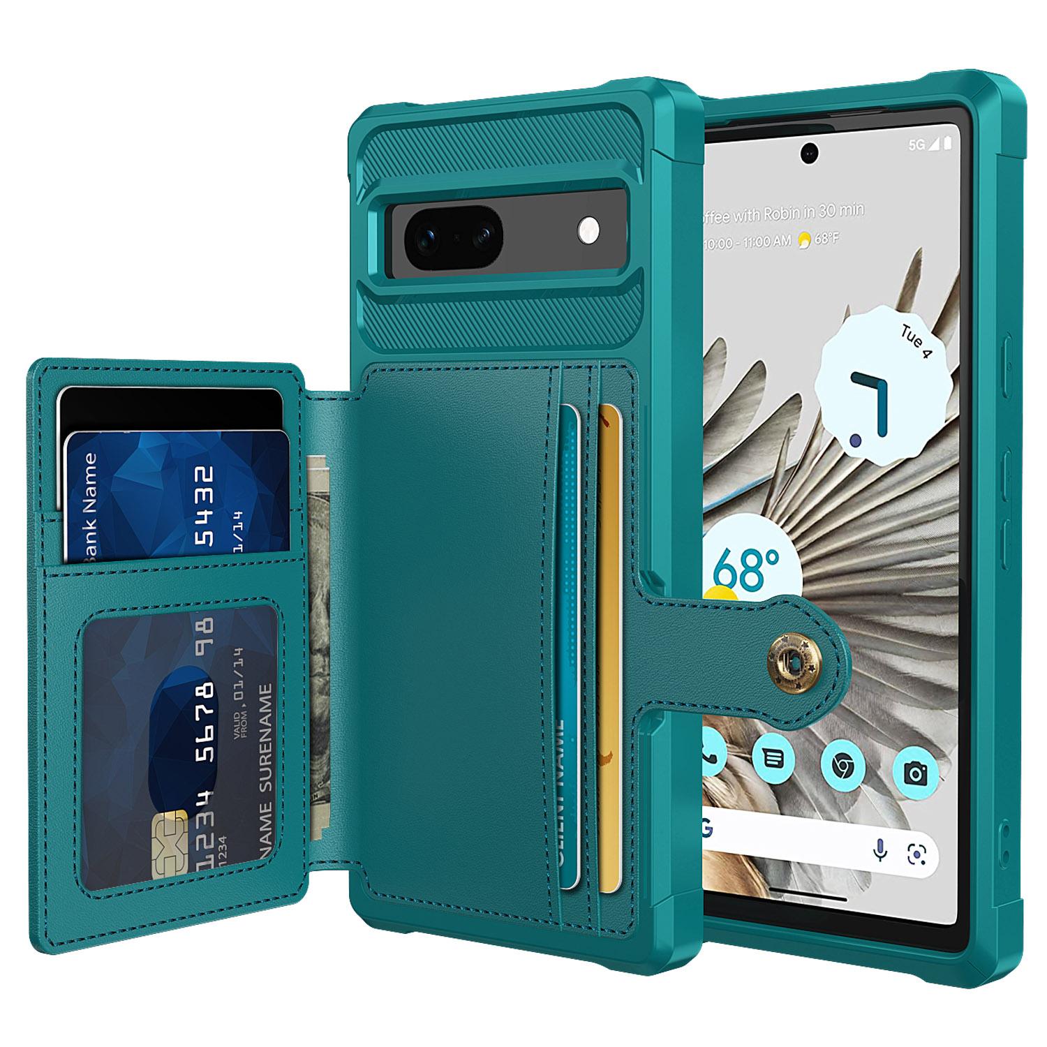 

ZM03 For Google Pixel 7a Case PU Leather Coated TPU Card Holder Wallet Phone Cover Green