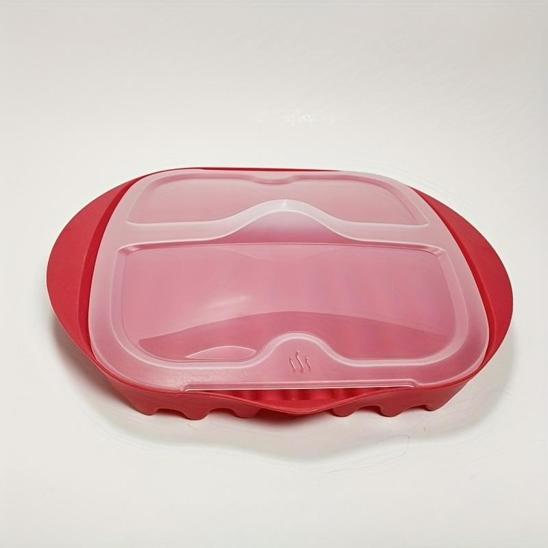 New Microwave Bacon Cooker Tray with Lid, Anti-Splatter Drainage Tray, Minimizes Fat, Ideal for Bacon, Pizza, Sauces, Quick Meal