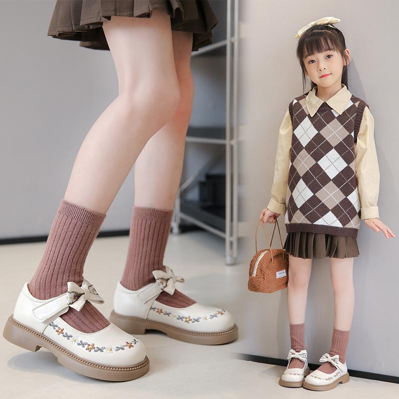 Girls Bow Princess Shoes Spring Children's Leather Shoes