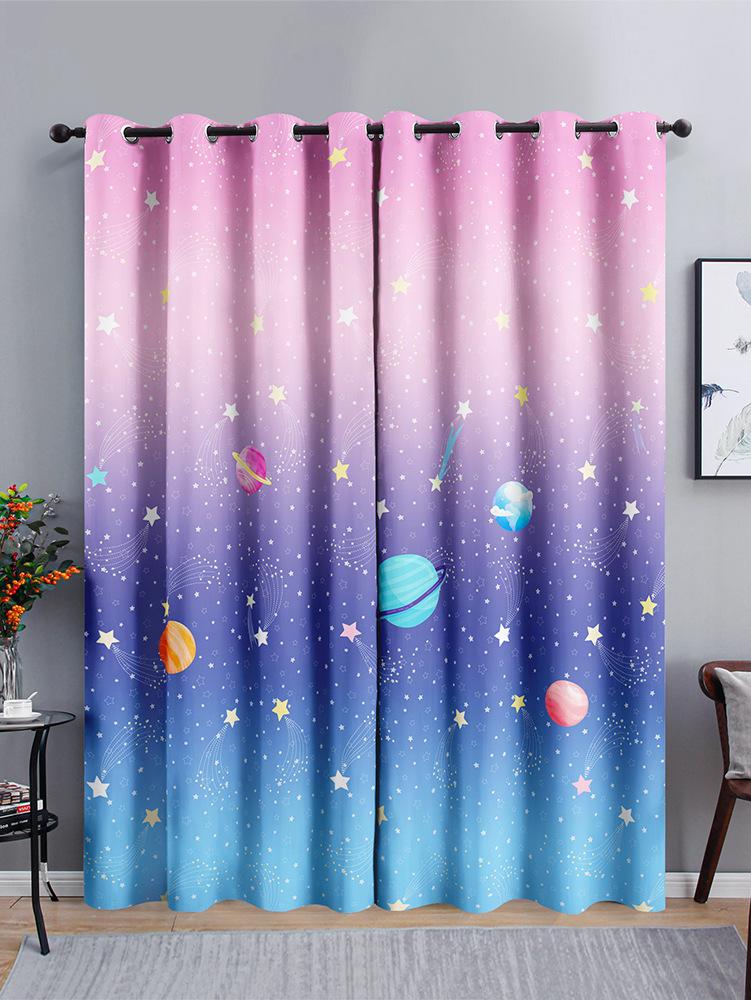 Gradual Change Landscape Chinese Curtains Sunshade Bedroom Curtains 3D Digital Printing Blackout Curtains