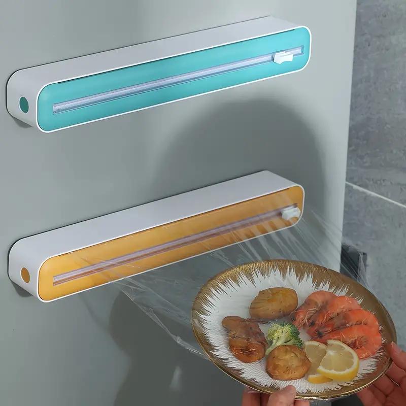 1pc Plastic Bag Holder, Plastic Cling Film Cutting Dispenser, Magnetic Cutting Box, Magnetic Refillable Plastic Packaging Dispenser