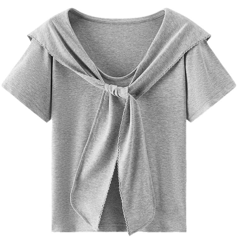Semir Women s Ruffled Collar Short Sleeve T-Shirt XXL