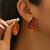 VIVILADY Geometric Charming Irregular Maillard Resin Retro Stud Earrings for Women Fashion Jewelry Wearable for Party
