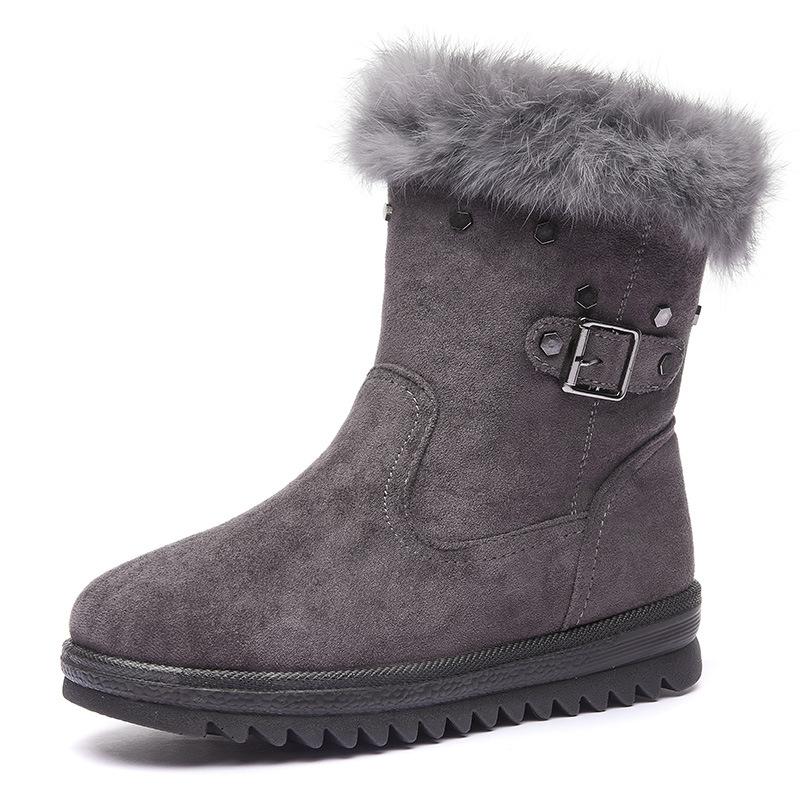 

модные женские сапоги зимняя модная обувь женская обувь на платформе женская обувь новые теплые сапоги для женщин плоская плюшевая зимняя обувь Botas Mujer 38 серый