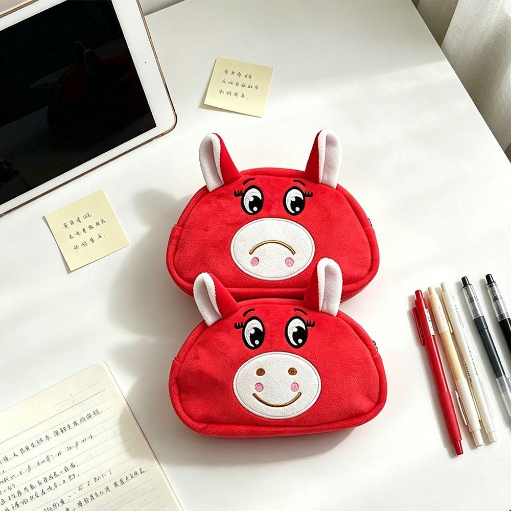 Large Capacity Pencil Case Plush Stationery Pouch Cartoon Earphone Pouch Stationery Organizer