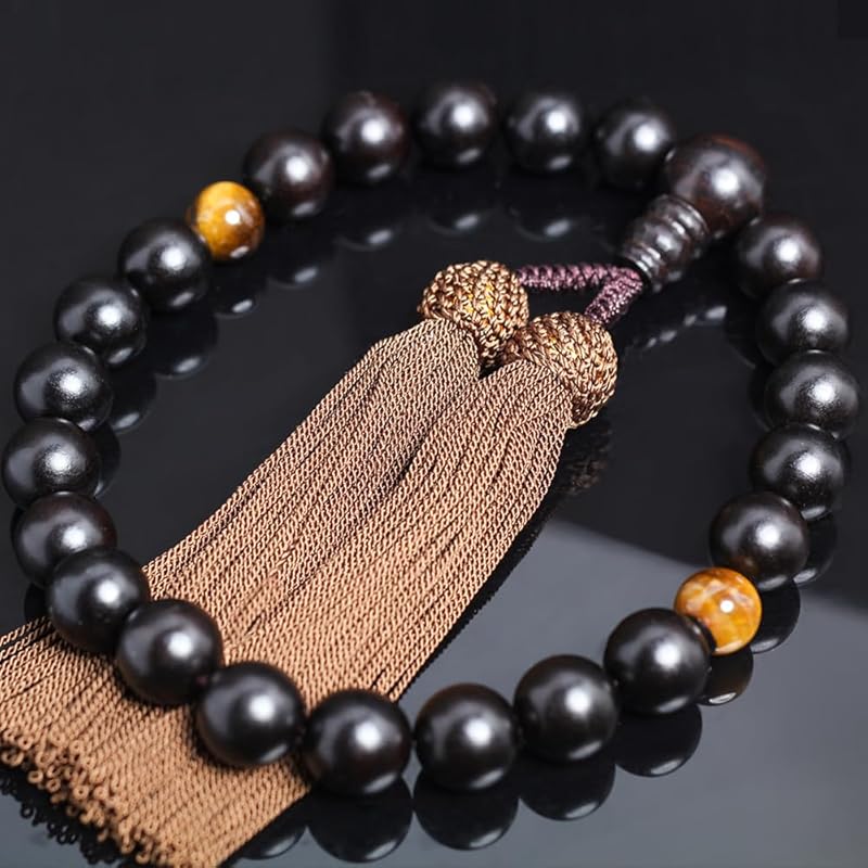 Izen Nenjuya prayer beads for men funeral striped ebony Comes with beads bag tiger eye stone mourning badge black tie formal attire formal 5 piece set