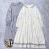 Johnature Embroidered Adjustable Waist Dress Long Sleeve Artistic Vintage Loose A-Line Long Dress For Women