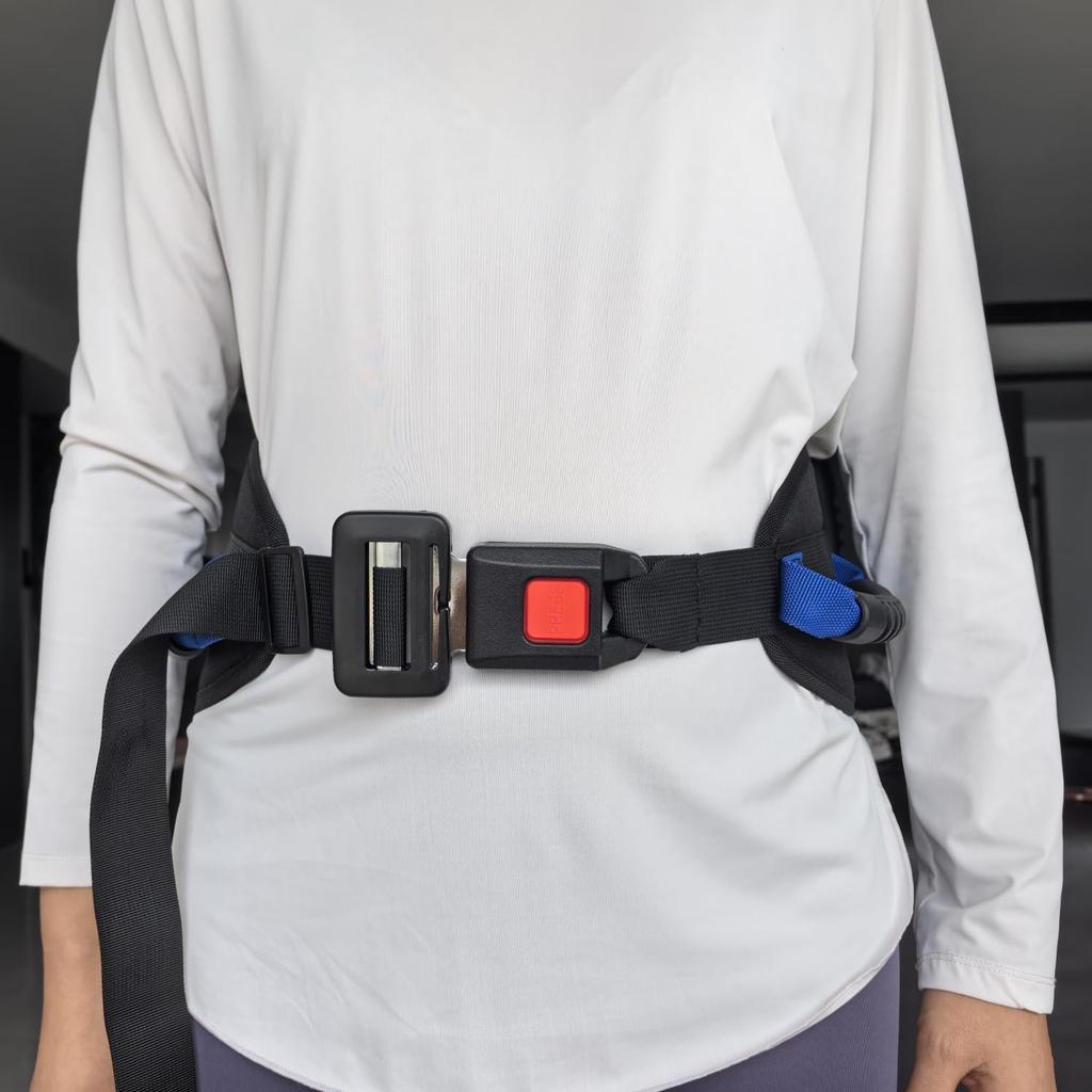Heavy-Duty Transfer Gait Belt for Seniors with Metal Buckle, Multiple Padded Handles, Adjustable Patient Assist Belt Fit Waist 32-53 inch