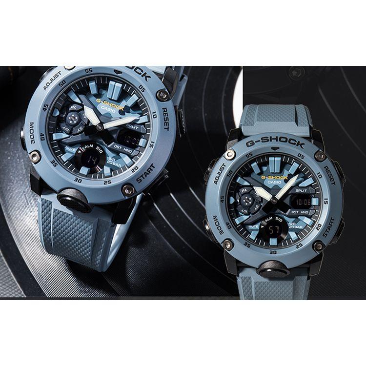 Orologio G-SHOCK alla moda versatile movimento al quarzo cinturino in resina quadrante blu orologi da uomo GA-2000SU-2A