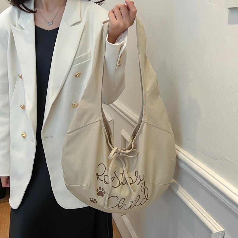 Wind letter simple and versatile spring and summer new canvas bag large capacity dumpling bag shoulder bag