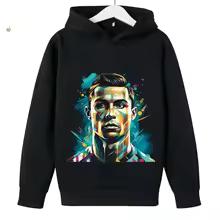 Spring Autumn Casual Children's Hoodie Sports Sweatshirt for Boys and Girls Ronaldo Printed 2-14 Years Fashion Kids Pullover Top