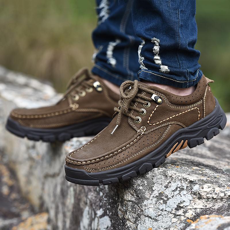 High Quality Men's Handmade Leather Casual Shoes Comfortable Sneakers