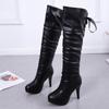 Autumn and Winter New Korean Version High Heels Women's Knee High Boots with Lace Up Casual Women's Martin Boots