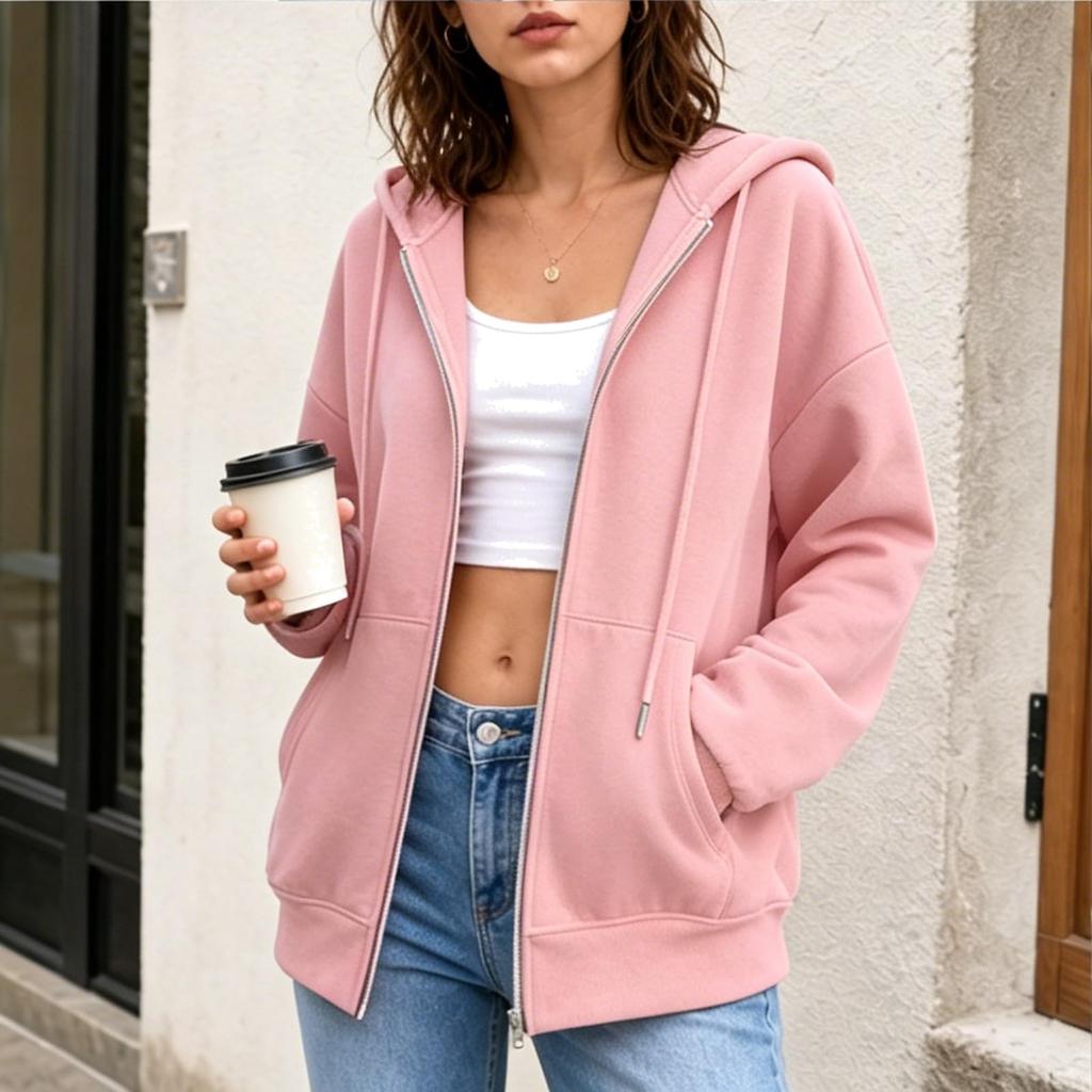 Women's Long Sleeve Color Hooded Sweatshirt Pullover for Everyday Wear