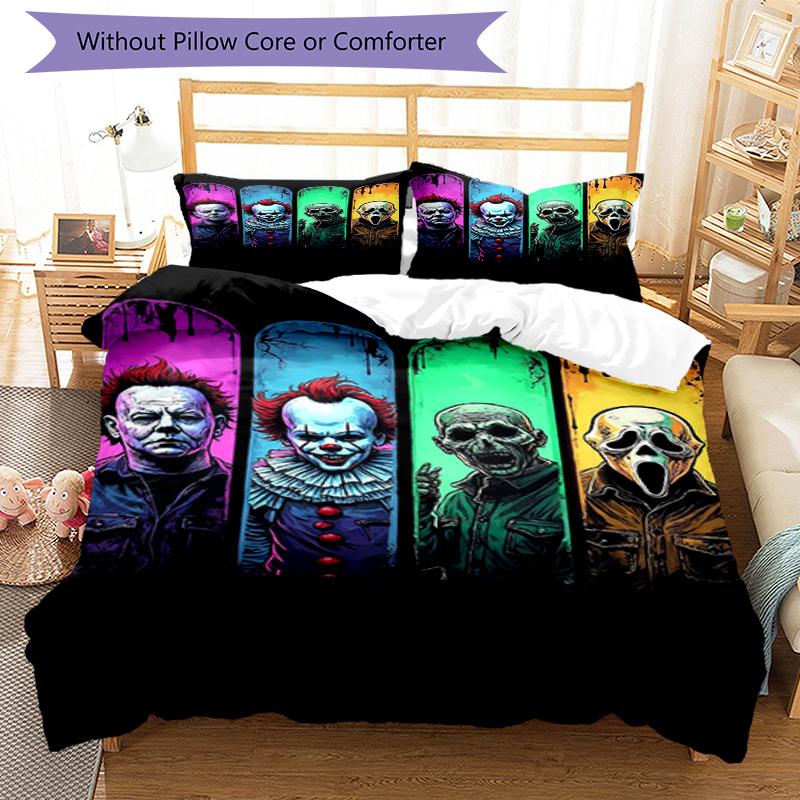 3pcs Halloween Horror Bedding Set Duvet Cover Closure Includes 1 Duvet Cover & 2 Pillowcases, Soft and Comfortable for All Seasons.
