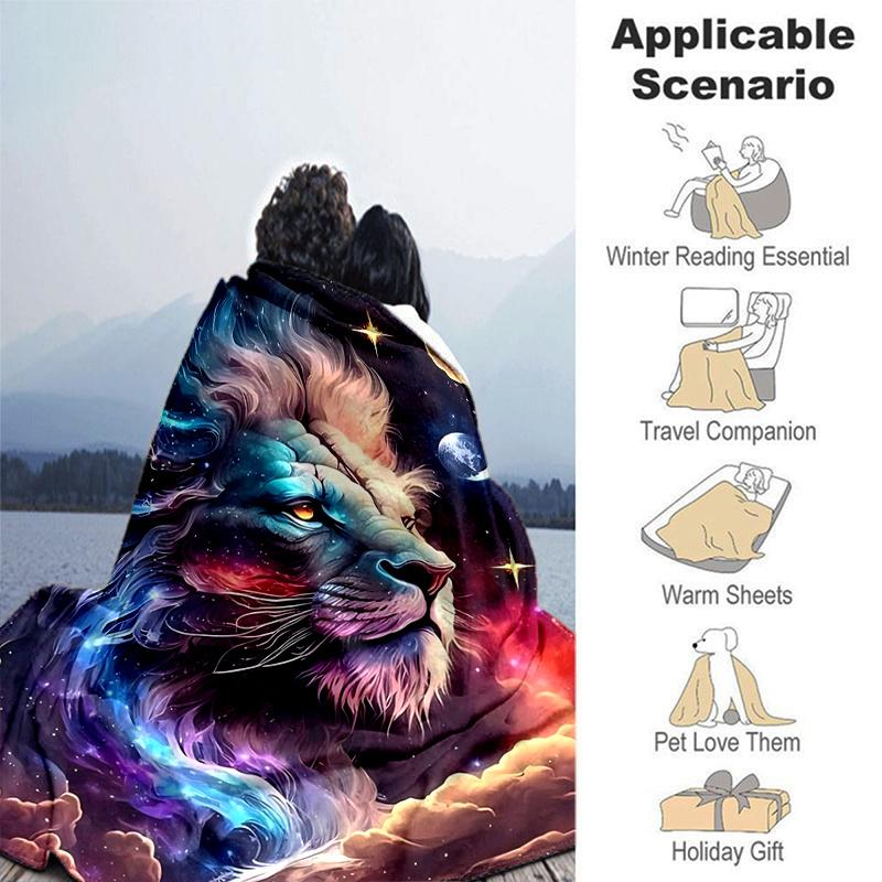 1pc Colorful Galactic Lion Blanket Seasonal Home Decorative Throw for Couch, or Car Seat Cover,Living Room.K017