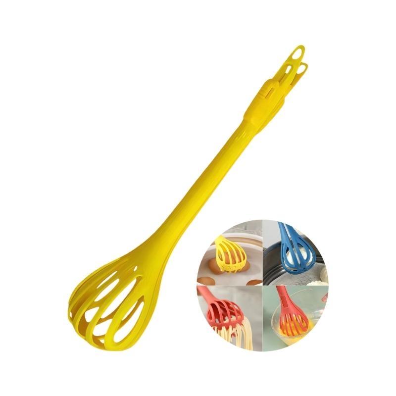 652F Multipurpose 2 in 1 Eggs Whisk and Tongs Ergonomic Handle ABS Easy Cleaning
