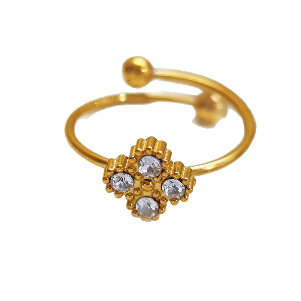 Lucky Four-leaf Clover Ring - Women's Lightweight Luxury Unique Exquisite Fashionable Vintage Open Ring