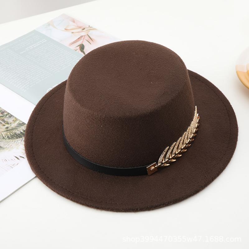 Autumn and Winter New Retro British Style Flat Top Top Hat Couple Men and Women Gentleman's Hat Spring and Autumn Small Flat Brim Woolen Warm