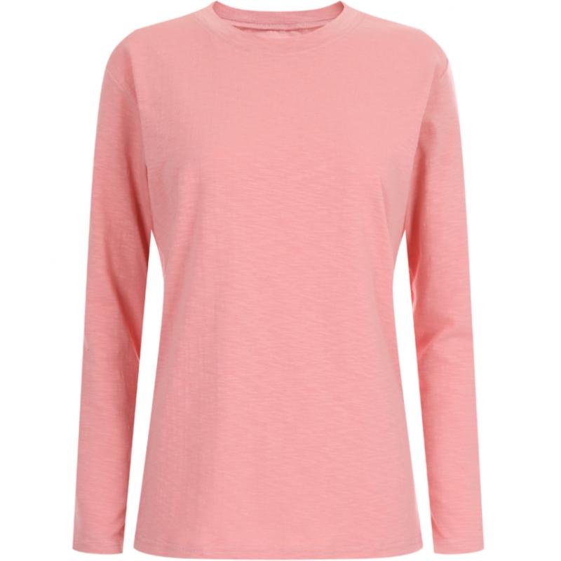Shop   Women CoTTon Spandex Daily Solid Long Sleeve T shirT hoT Pink Dai Wsh 203