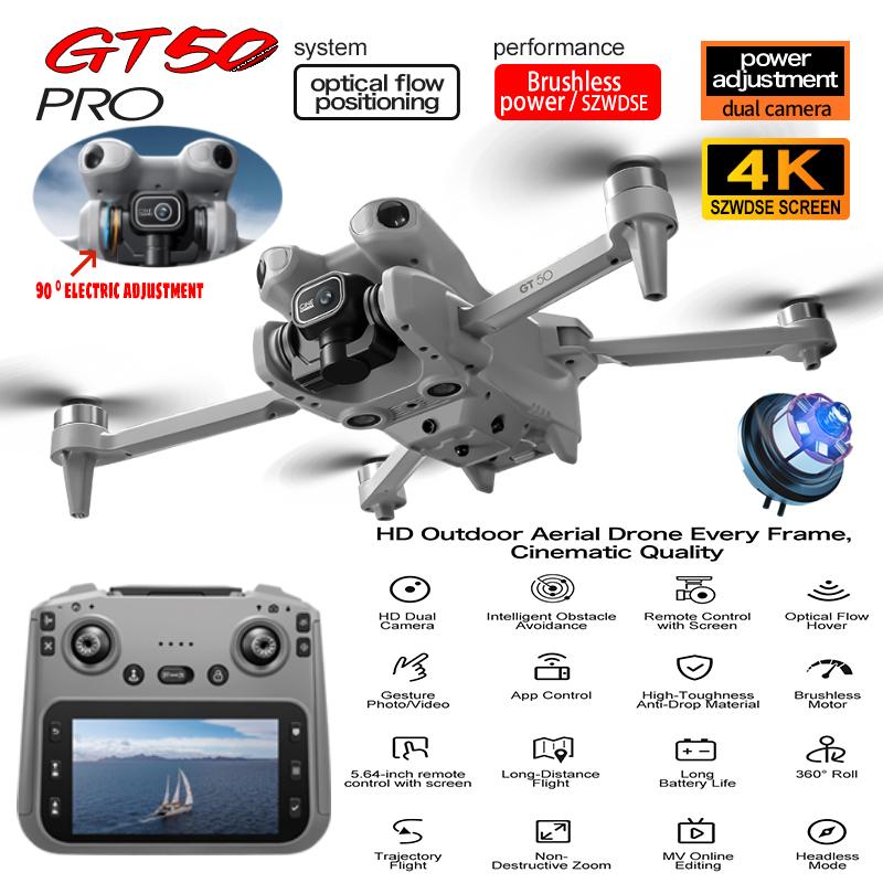 Novo Drone GT50 PRO Profissional Câmera 8K Aéreo FPV WIFI Evita Obstáculos com Tela Grande Controle Remoto Drone Dobrável Brinquedo