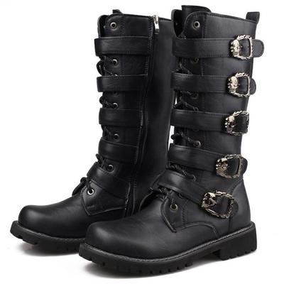 Men's Large High-Top Crazy Horse Leather Martin Boots - Korean Fashion British Style