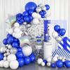 Royal Blue And White Balloon Wreath Silver Grey Blue Balloon Silver Confetti Laser Pentagram Balloon Set
