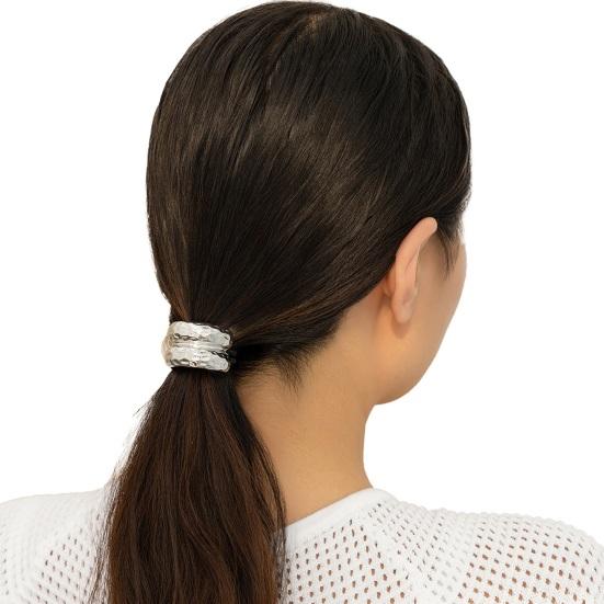Geometric Metal Hair Tie, Alloy Elastic Ponytail Holder for Women, Minimalist Square Hair Ring for Daily Commuting Use