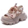 Fashion High Quality 7CM Cow Genuine Leather Women Flats Pumps Peep Toe Flower Platform Wedge Ladies Hollow 2025 Summer Fashion Sandals
