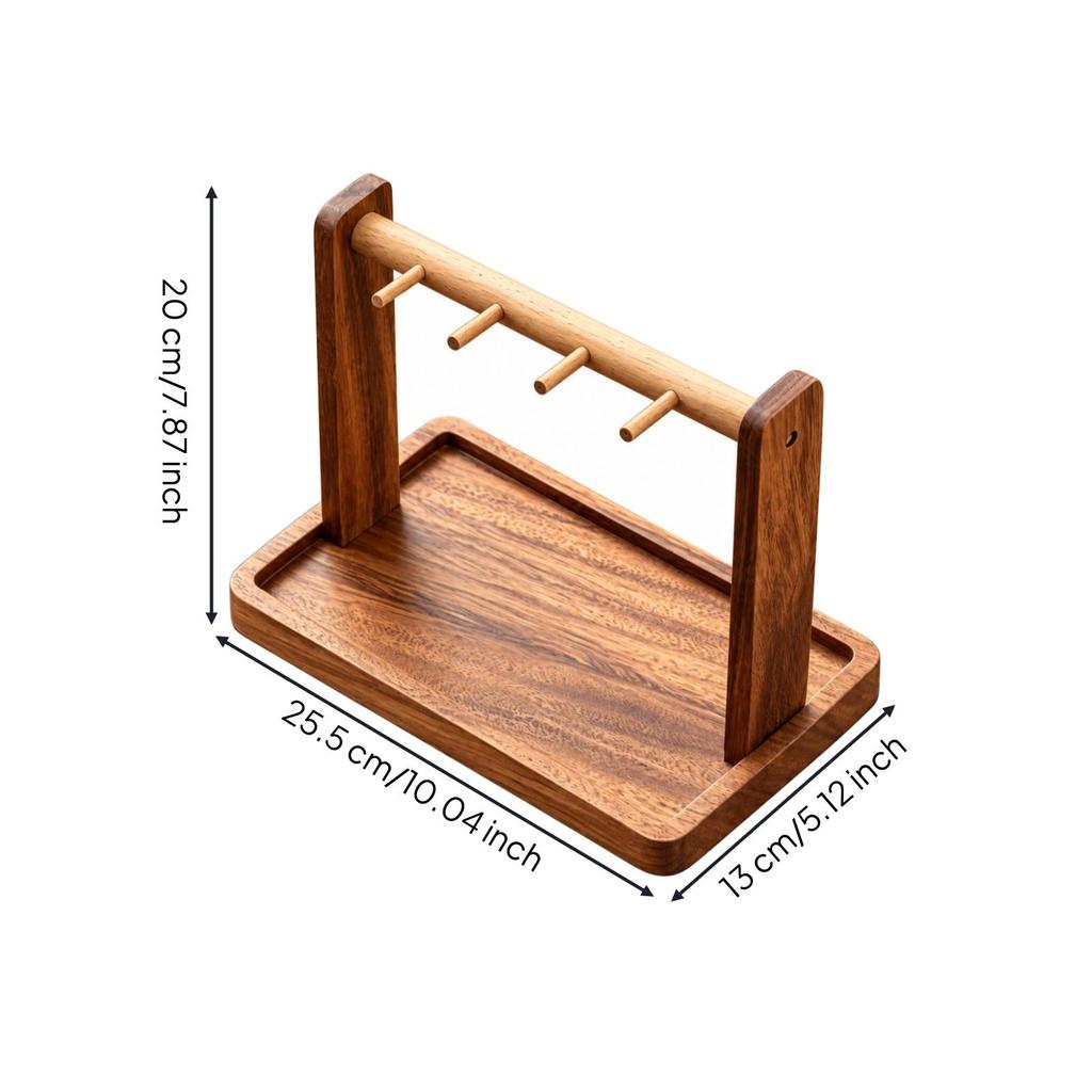 Wooden Jewelry Display with Hanging Pegs Versatile Walnut Organizer