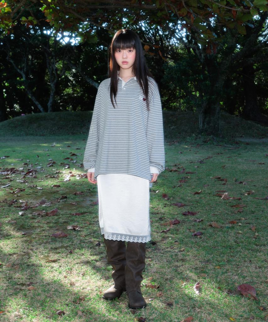 ROSEFRANTZ Stripe Collar Long Sleeve [Gray]