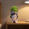 Girl Bust Flowerpot Indoor Head Planter Decorative with Flower Crown for Plant Lovers,