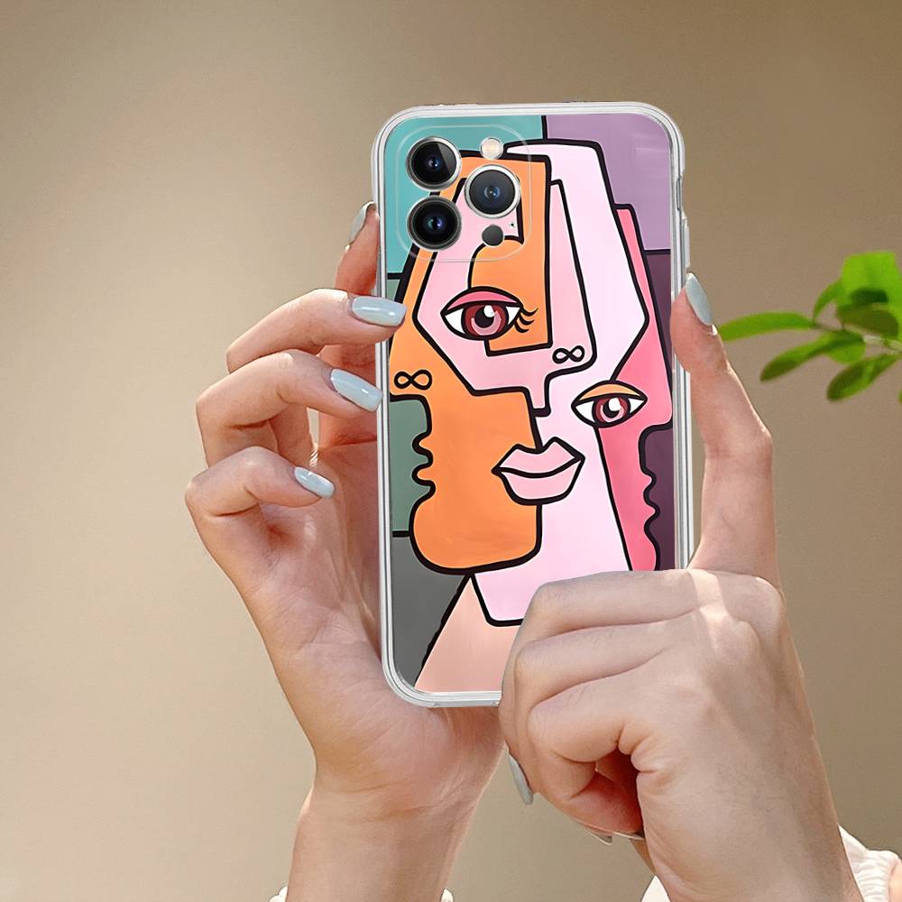 Picasso Abstract Art Fit For IPhone 16 15 Promax Phone Case IPhone 14 11 12 High End 13 Pro Silicone