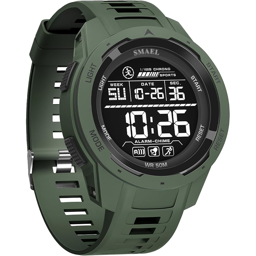 Maeau Digital Sports Watch Waterproof Men s Outdoor Multi-Function Date Alarm Timer Green