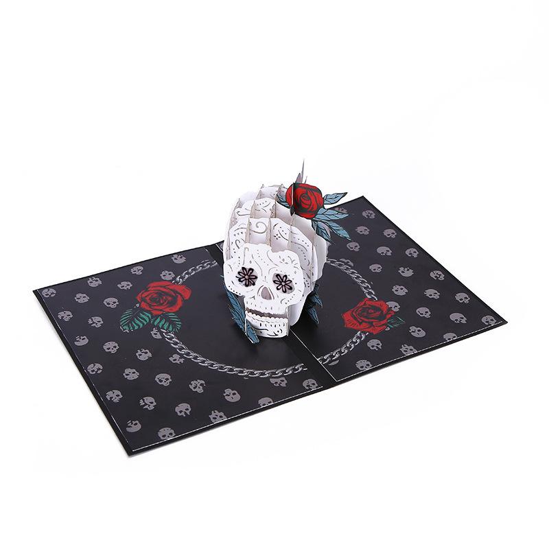 Halloween 3D Glittering Pumpkin Skull Greeting Card Hot Gold Edition Party Invitation Card Eye-Catching Design for Party