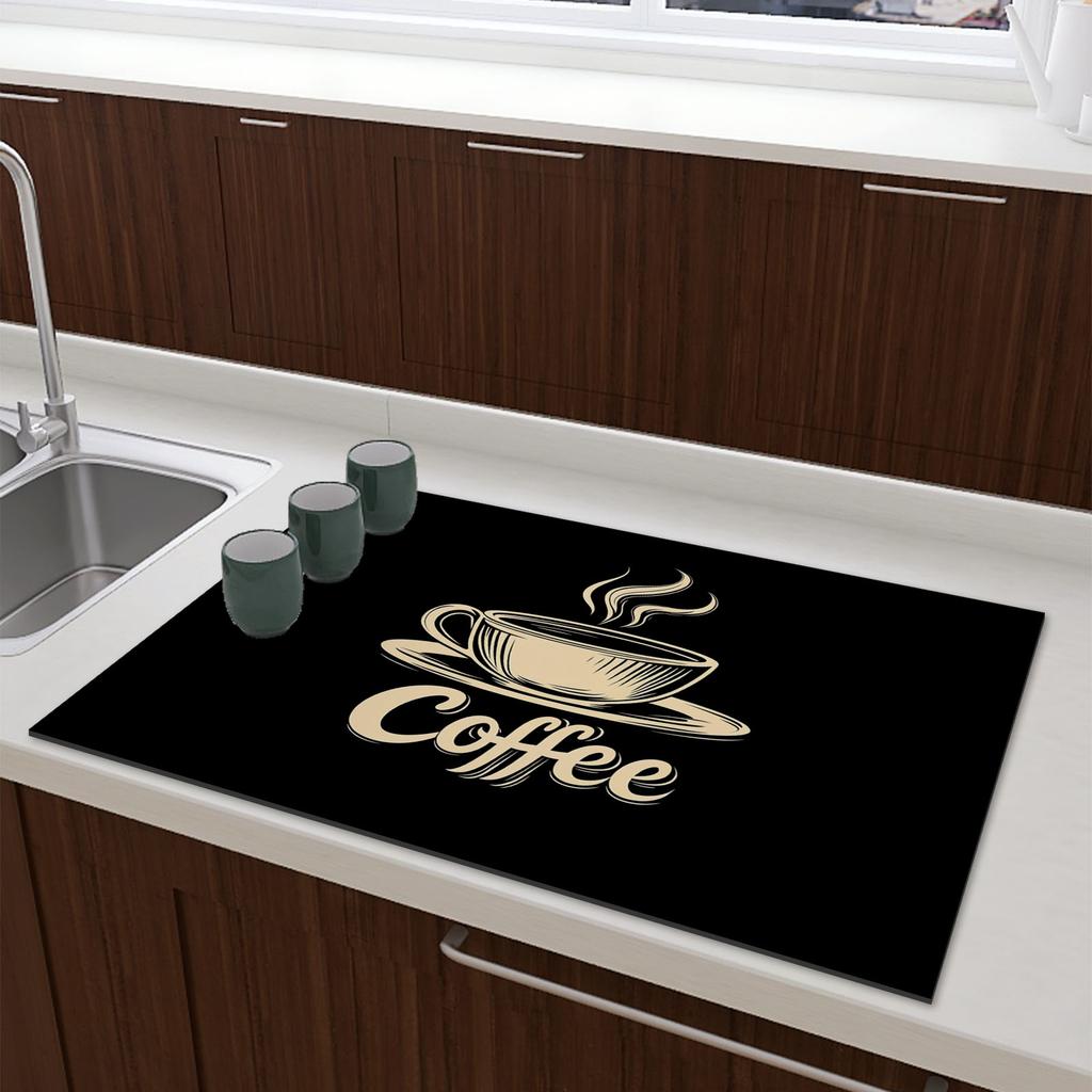 Kaffeemaschinenmatte Wasserdicht Küchen Geschirrtrockenmatten Rutschfeste Abtropfmatte Schnelltrocknend Geschirr Wasserhahn Essgeschirr Teppich