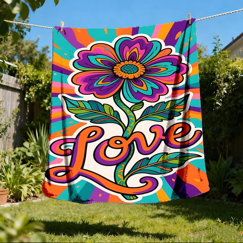 

1pc Flower LoveOutdoor Blanket, Soft And Comfortable Blanket, Casual Warm Outdoor Blanket, Good Birthday Gift yy260328063 75x90cm