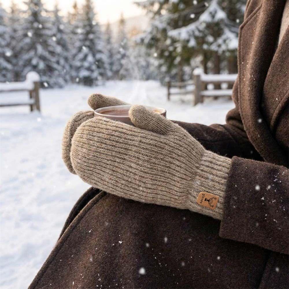 Warm Warm Gloves Thick Knit Mittens Fashion Double-Layer Mittens Cold Weather