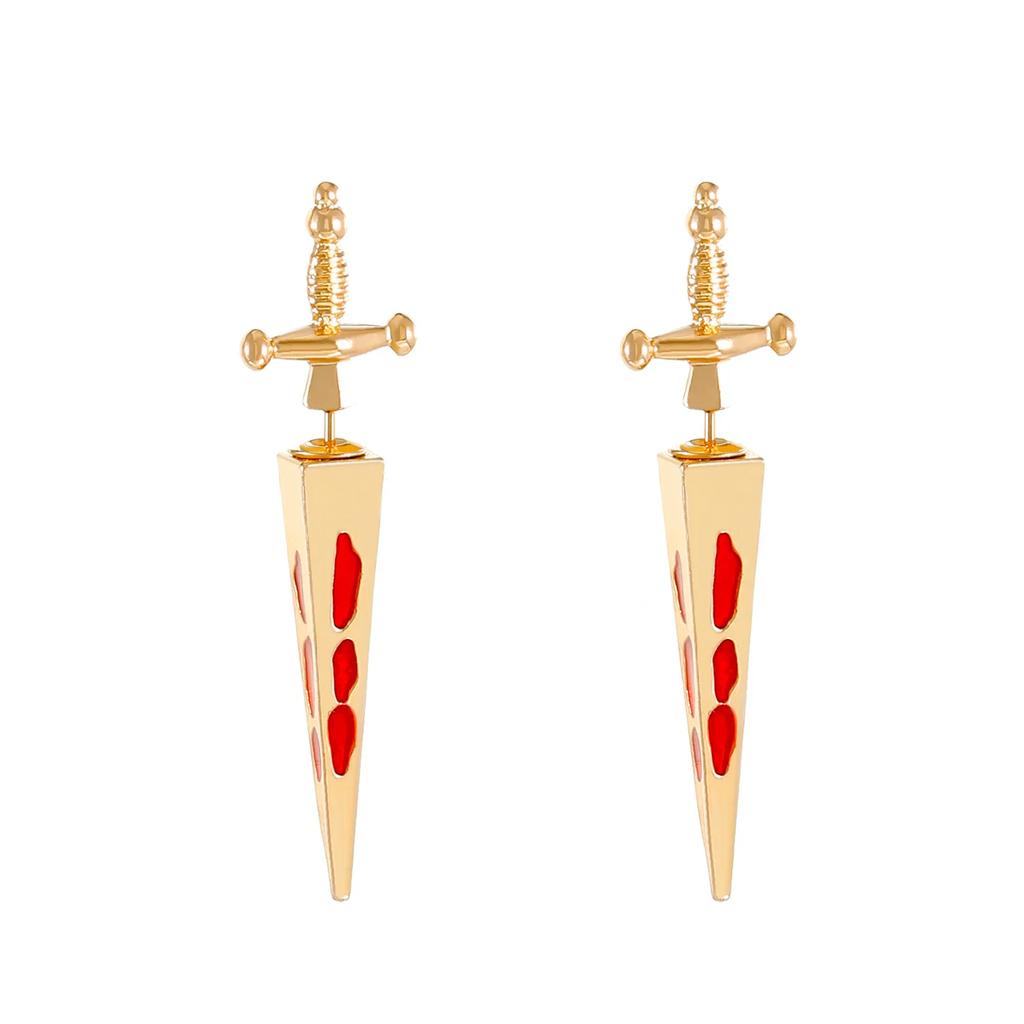 Punk Sword Gothic  Piercing Earrings for Women Men Goth Crystal Ear Jacket Dagger Stud Earrings Zircon