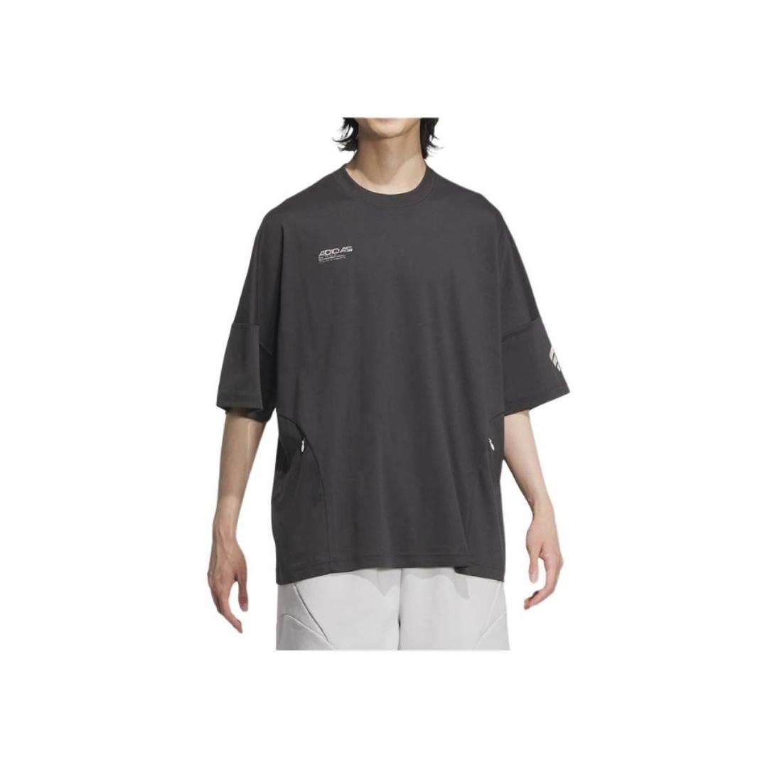 

Adidas Круглый вырез Повседневный свободный короткий рукав футболка мужские топы черный JL9955 L