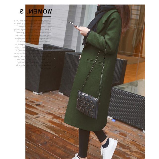 Women's Winter Long Wool Coat Outerwear Ladies Trench Korean Fashion Female Loose Warm Clothes Windbreaker