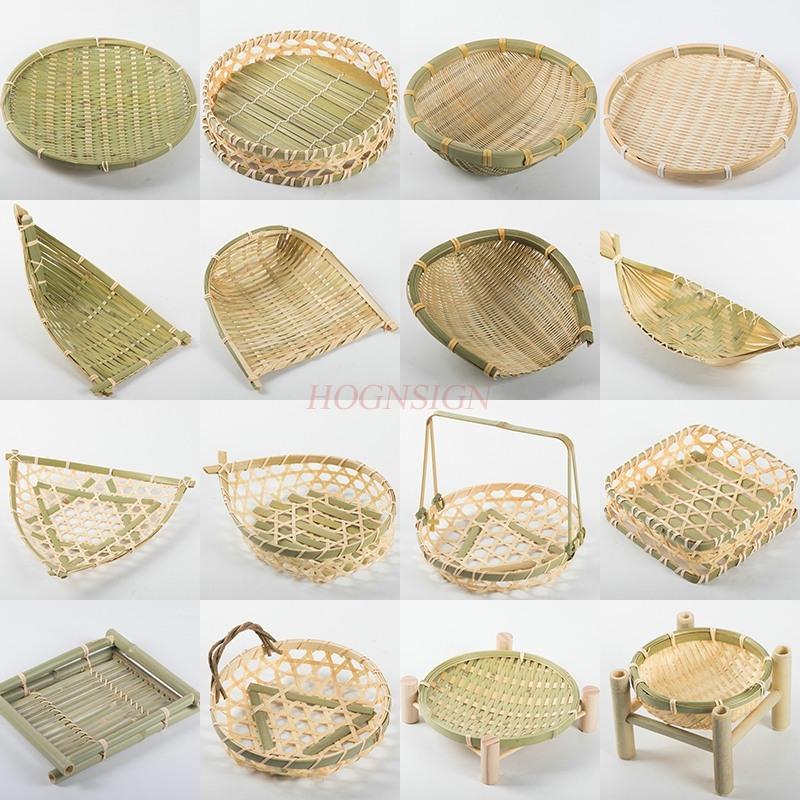 Handmade Bamboo Woven Products Bamboo Screen Bamboo Basket Storage Basket Fruit Dish Dim Sum Tray Farm Woven Round Dustpan