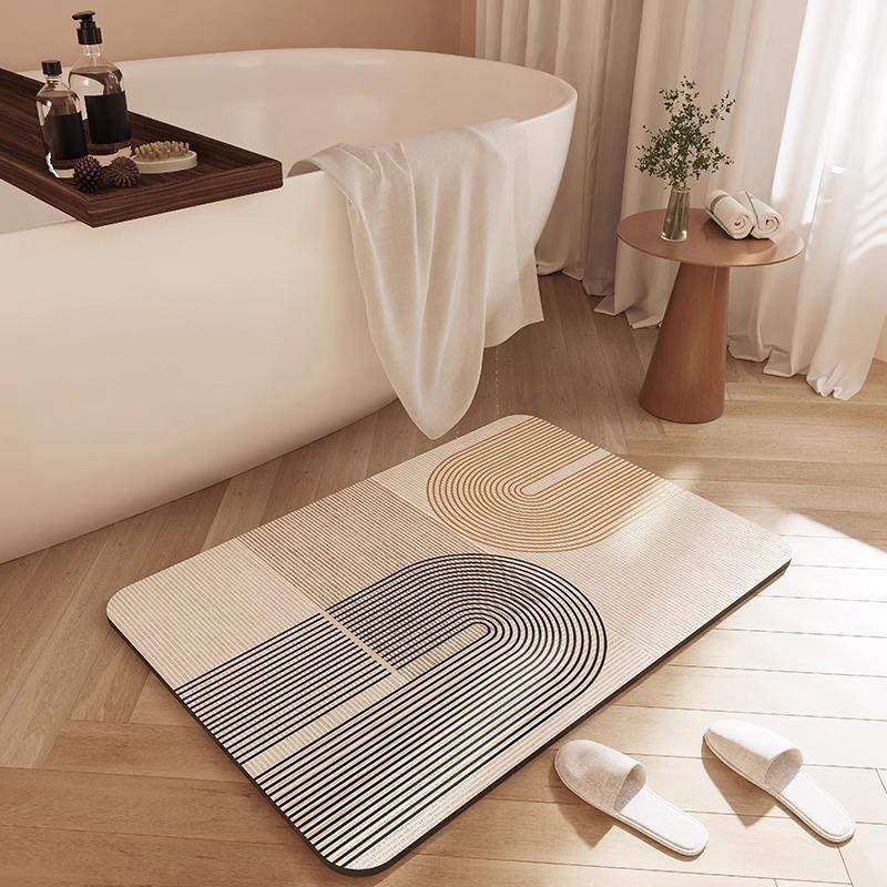 Modern Minimalist Floor Mat Kitchen Bathroom Shower Room Absorbent Quick Drying Carpet Wear-resistant Non-slip Easy To Maintain