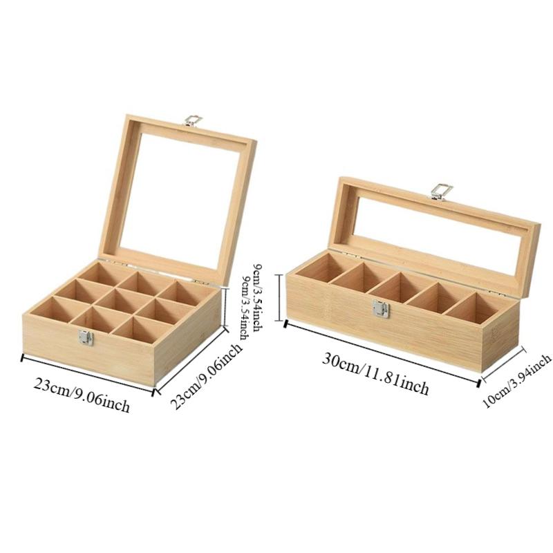 Dustproof Jewelry Organizer Wooden Tea Box Holder Tea Bag Storage Boxes  Kitchen Bar