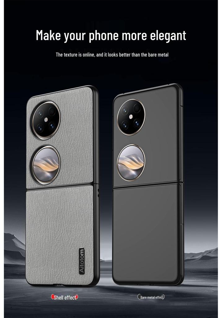 Huawei Pocket 2 P50 Pocket S Foldable Phone Case - Business Full Coverage Bark Texture Protective Cover.
