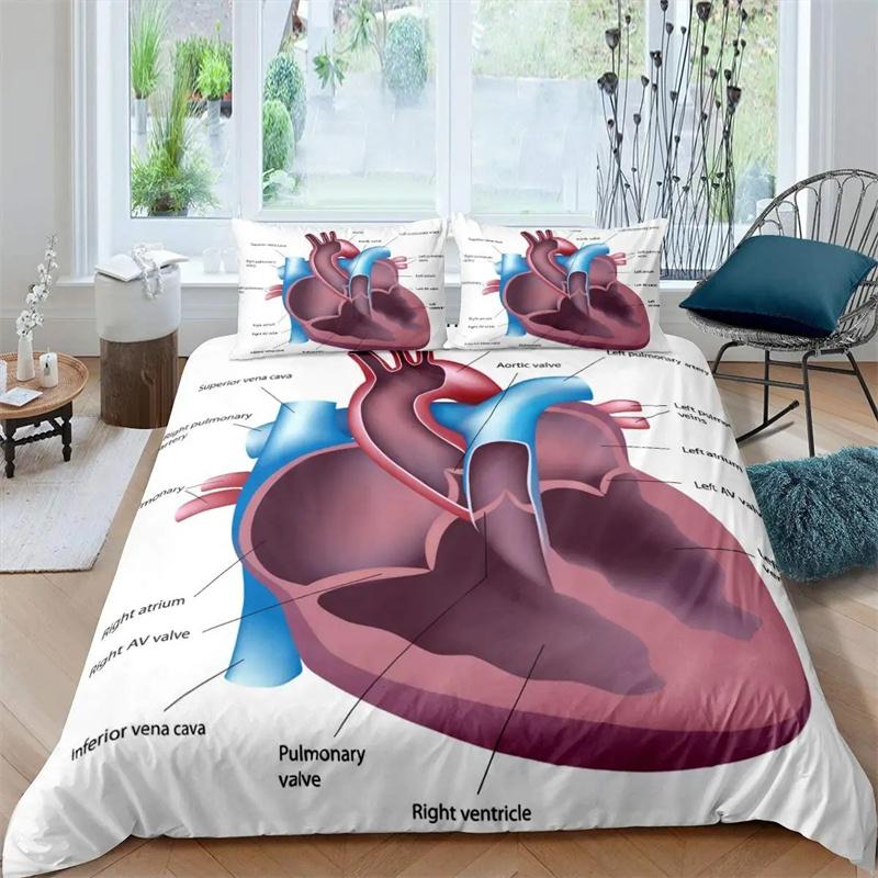 Housse de couette Anatomie Humaine Roi Reine Structure Corporelle Organe Collection de Literie Éducation Médicale Biologie Cellulaire Housse de Couette Douce en Polyester
