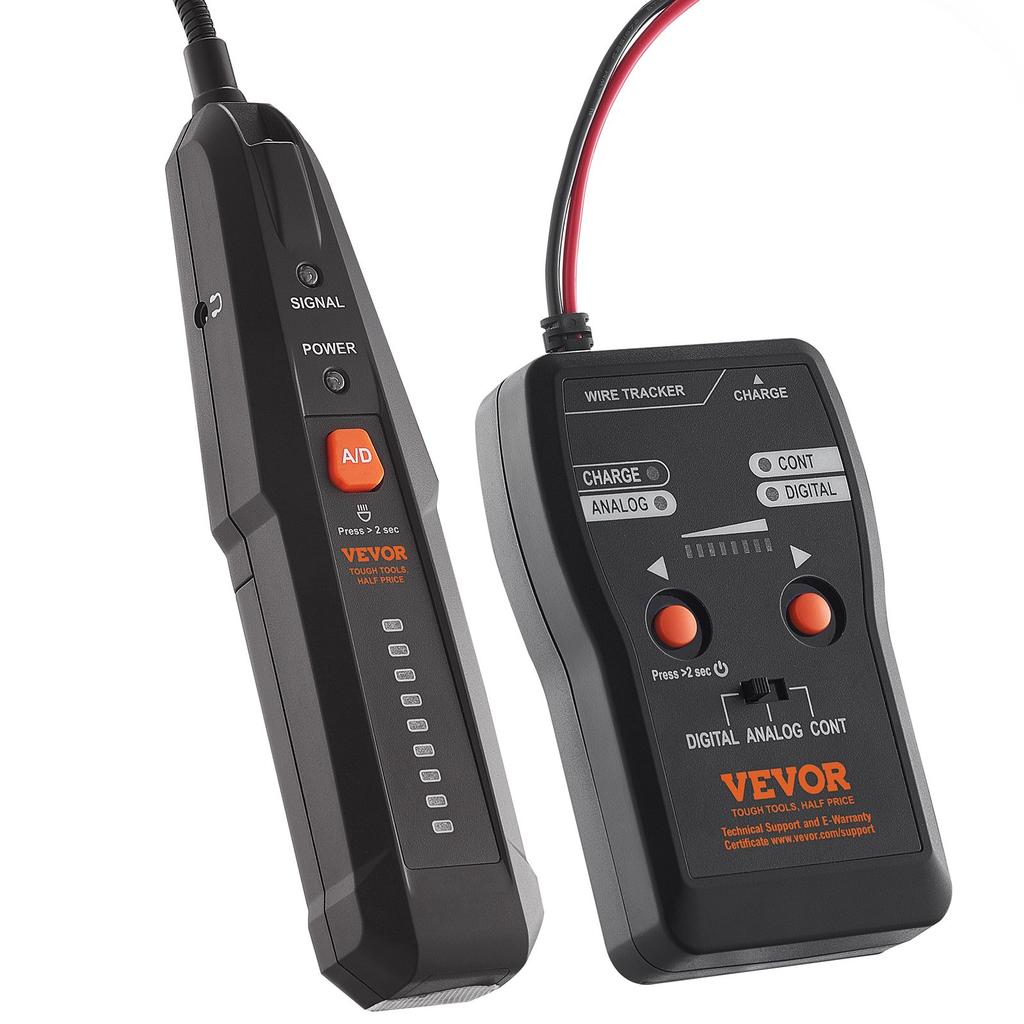 VEVOR Subterranean Wire Locator, Up To 6.5 FT Detection Depth, Earphone-Included Cable Tracer and Break Detector, 3280 FT Detection Range