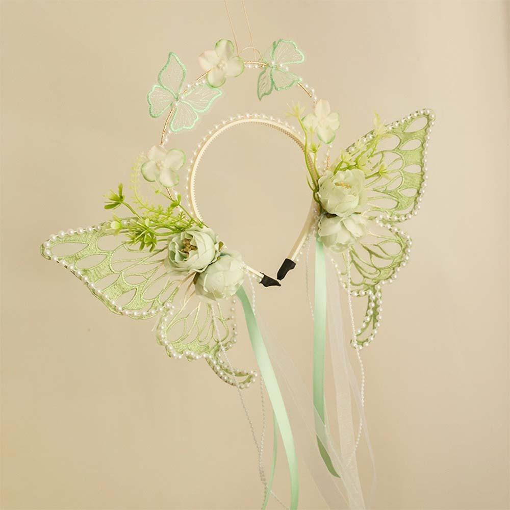Mesh Big Butterfly Wing Hairpins Kawaii Elf Ear Headband Lovely Children's Headdress  Daily