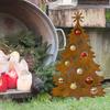 Christmas Tree Garden Stake Decoration Weather-proof Indoor Outdoor Yard Lawn Patio Pathway Metal Tree Silhouette Sign Stake Ornament