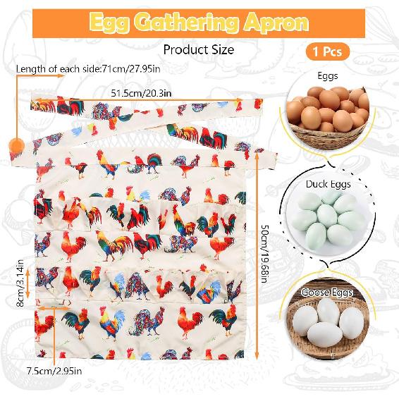 12 Deep Pockets Egg Apron, Chicken Egg Collecting Apron, Egg Holding Apron, Duck Goose Egg Gathering Apron for Housewife